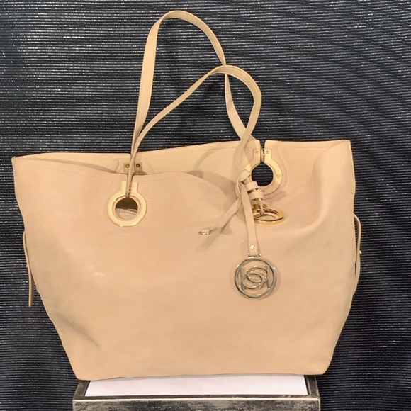 bebe Handbags - Bebe Buckskin/Tan Tote with Removable Insert